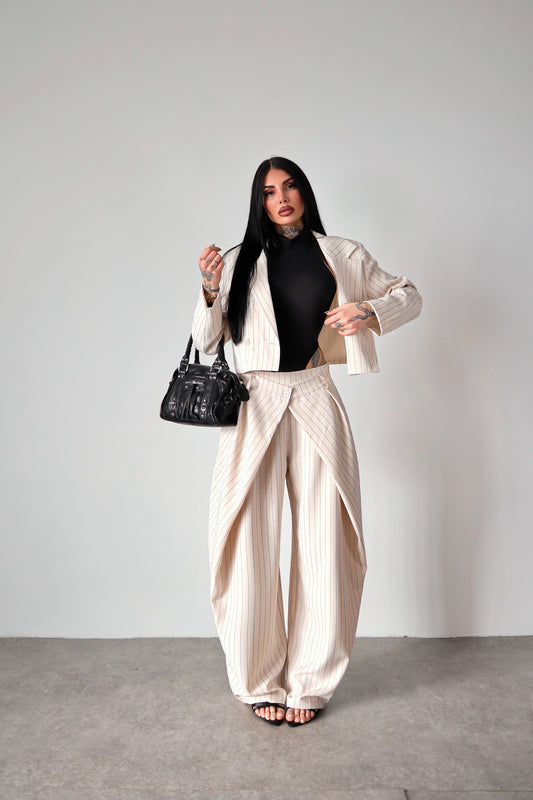 Tailleur gessato Amal - Bianco sporco