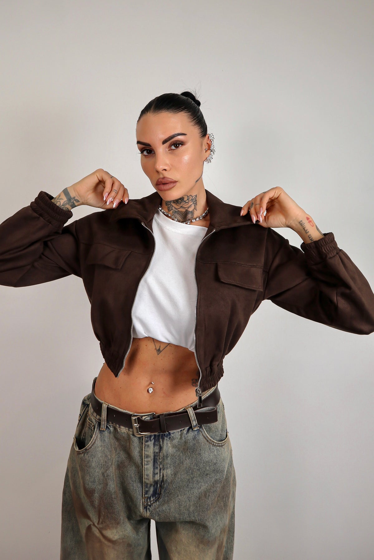 Bomber scamosciato Zahra - Marrone