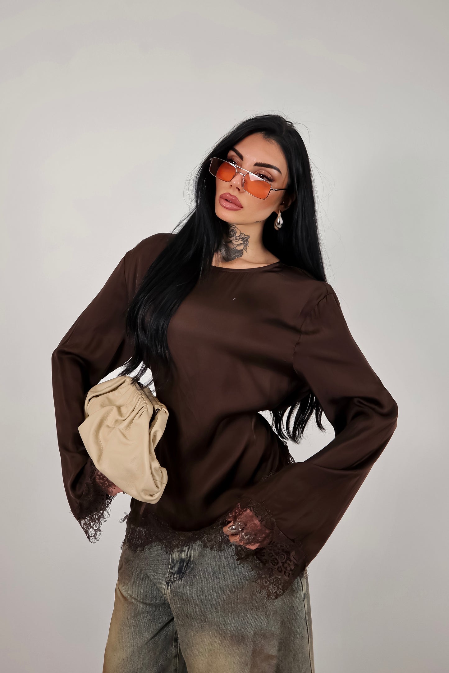 Maglia long sleeve Elegant - Marrone