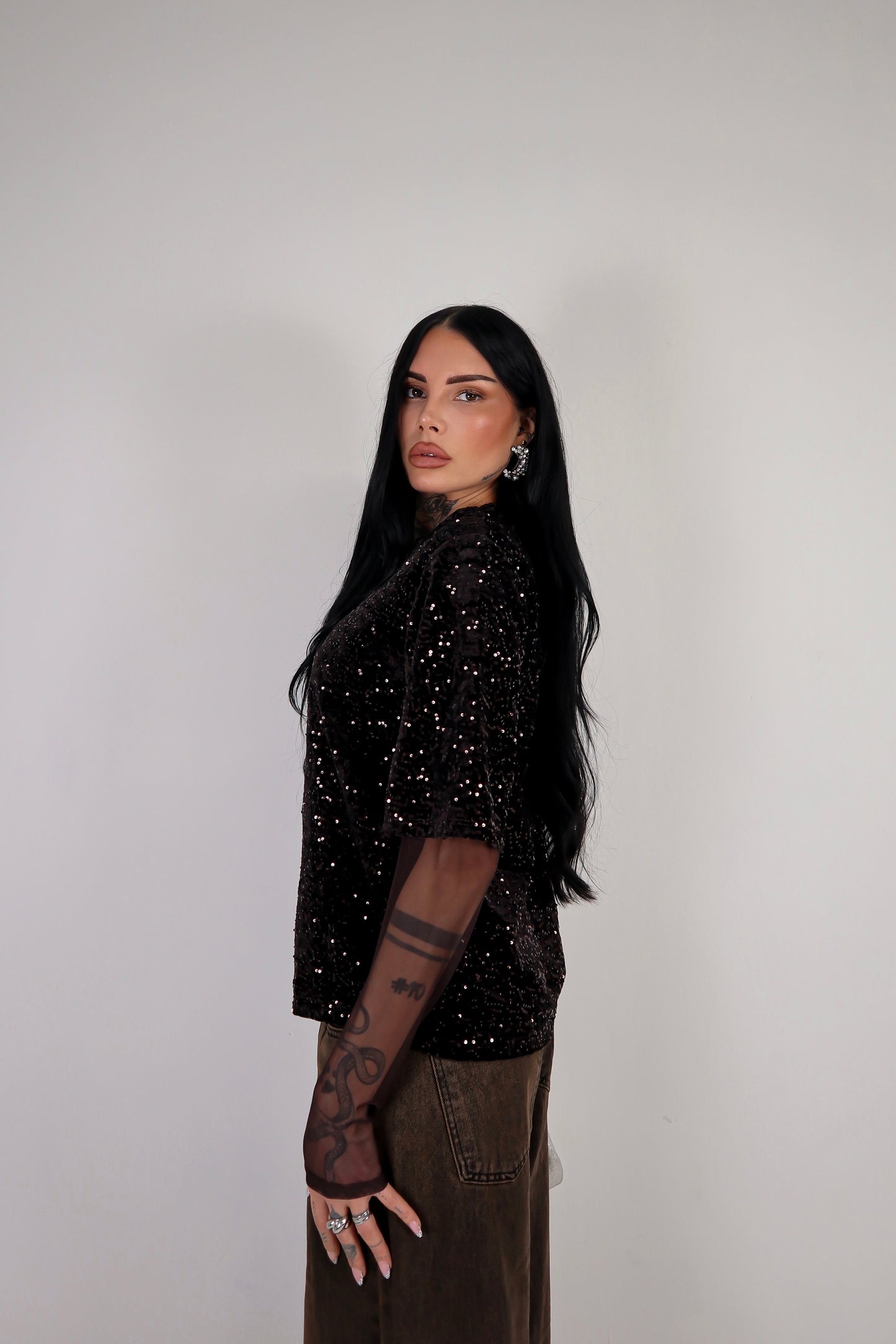 Maglia Paillettes Virginia - Marrone