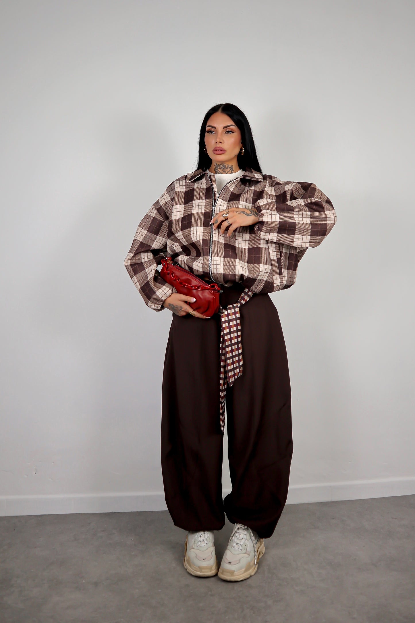 Bomber Tartan - Marrone