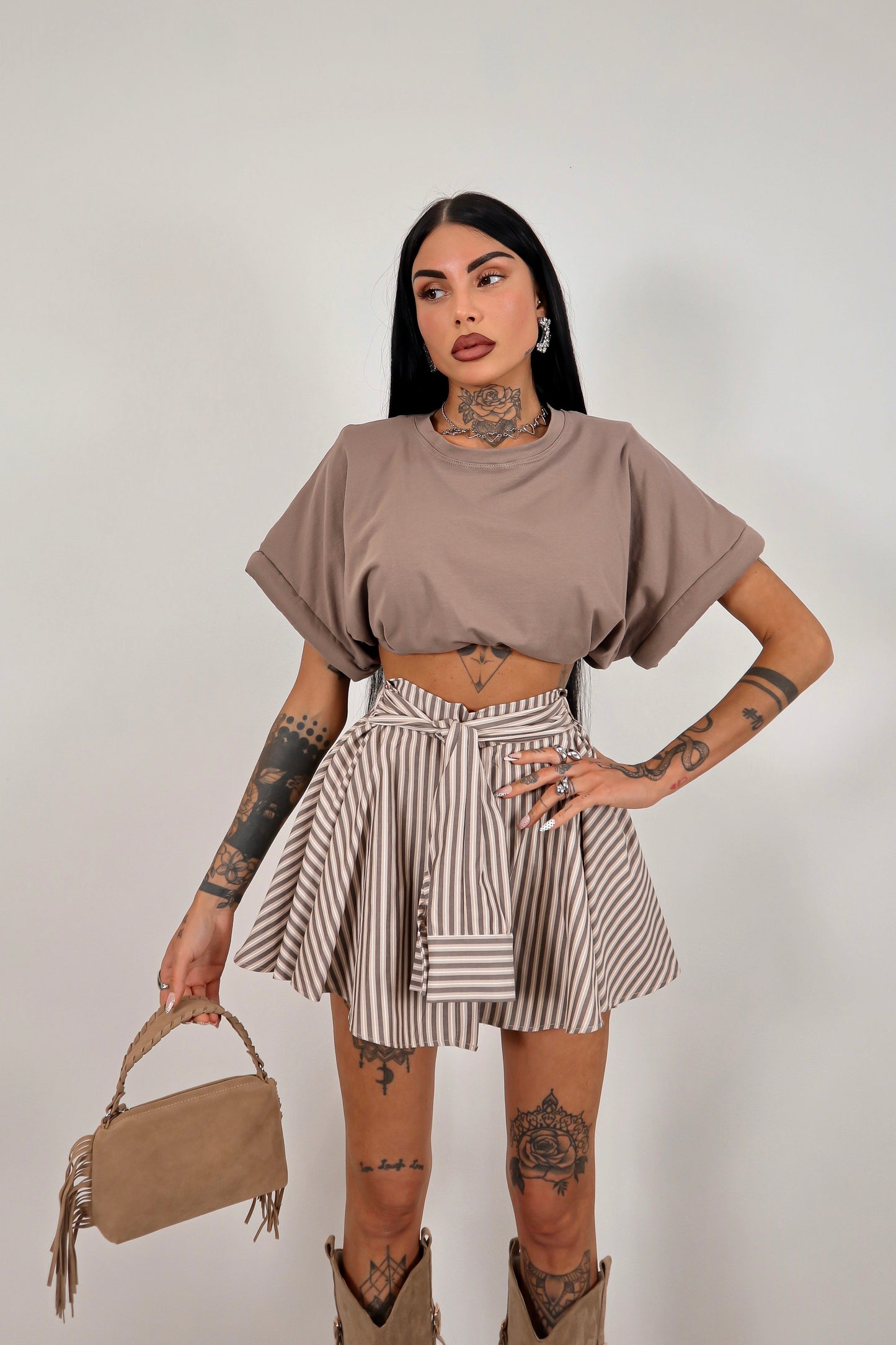 Panta gonna righe Cassidy - Tortora