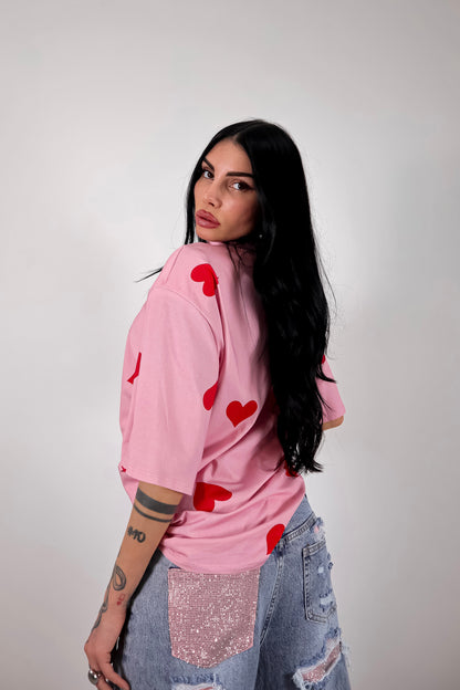 T-Shirt Cuori - Rosa