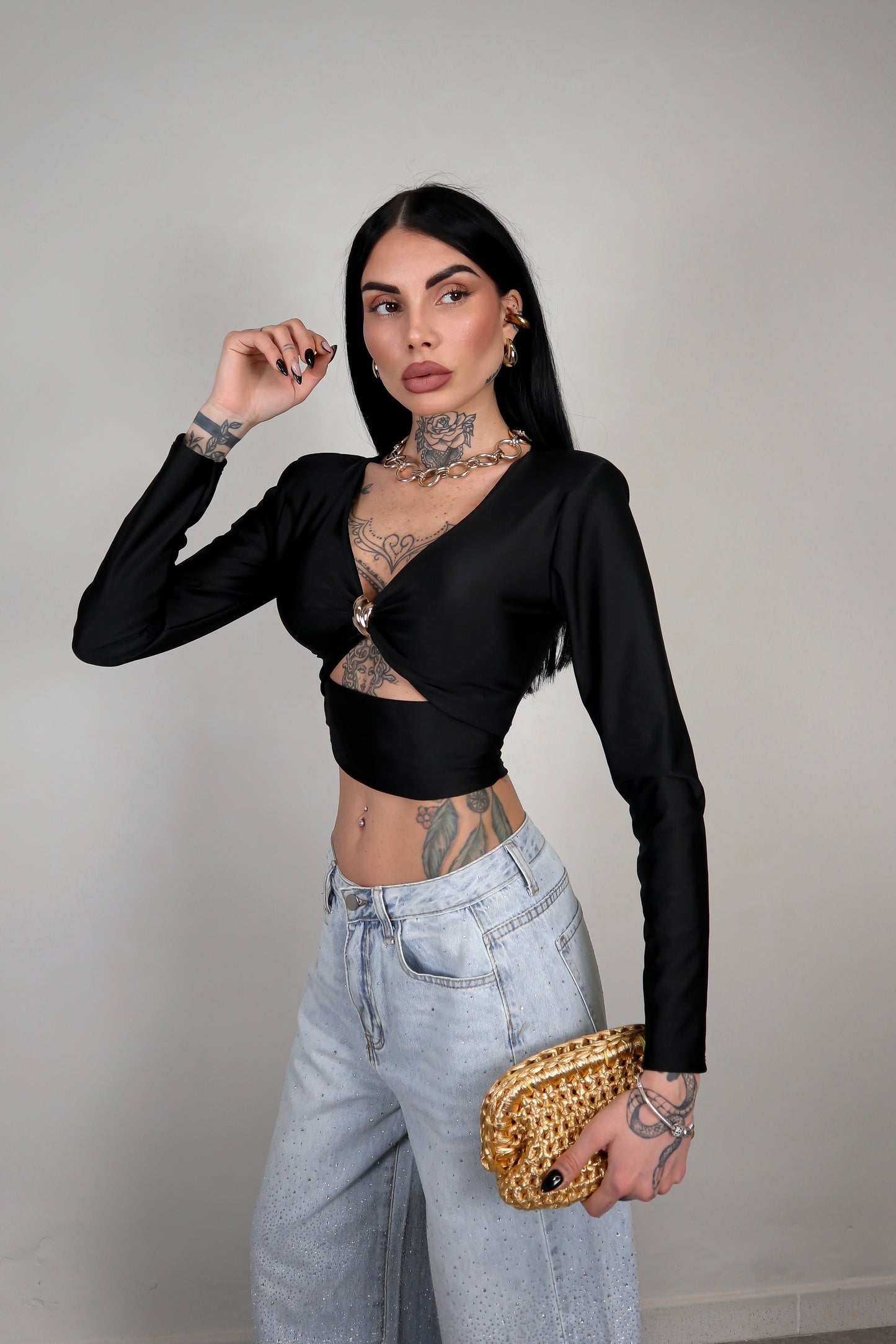 Maglia Crop Persia - Nero