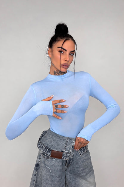 Body Velato Guantino - Celeste