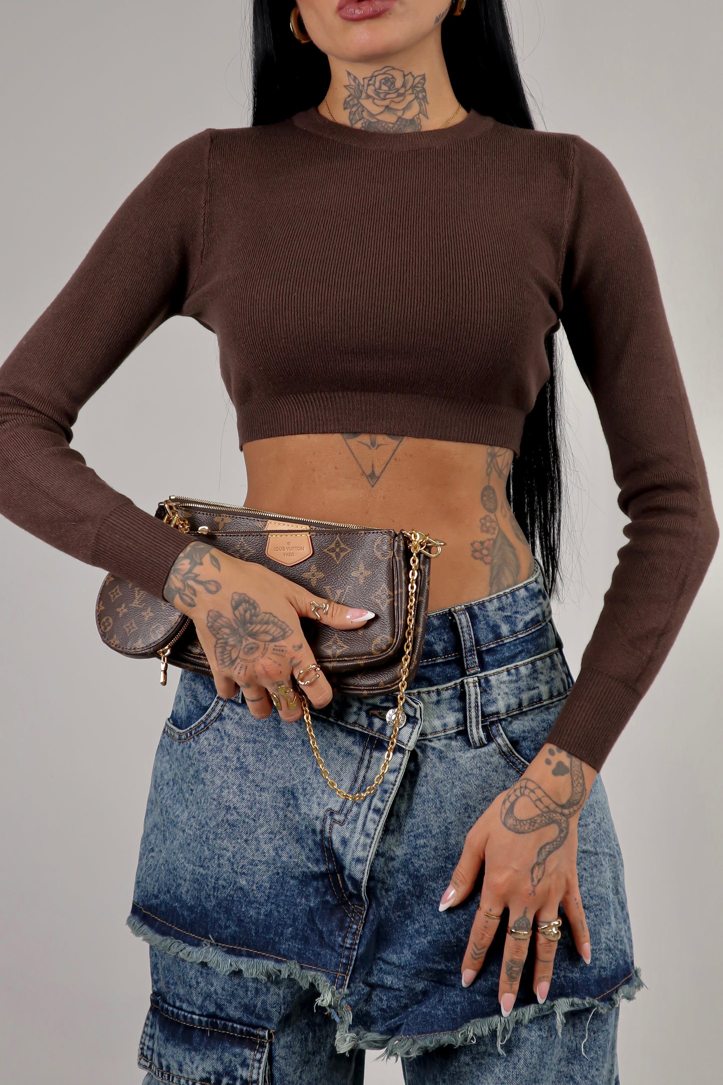 Maglioncino Basic Crop - Marrone