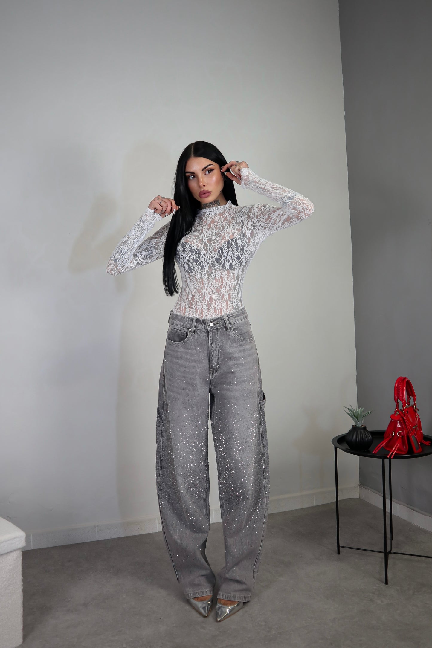 Body in pizzo Romantic - Bianco