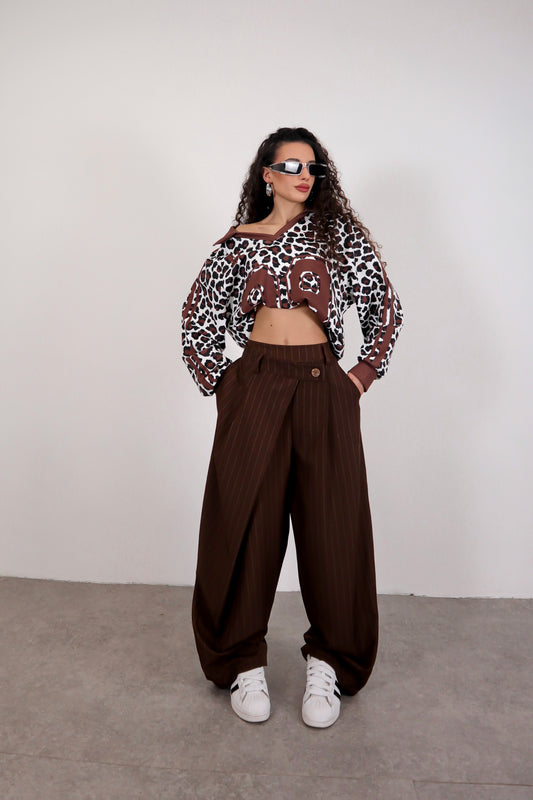 Pantalone Amira Gessato - Marrone