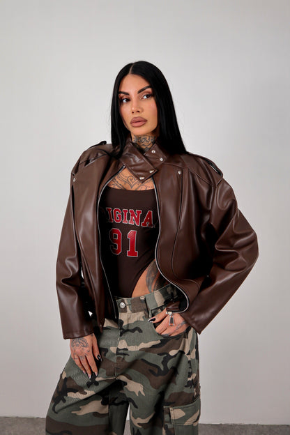 Giacca ecopelle Zar - Marrone