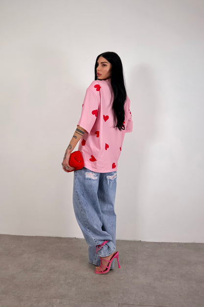 T-Shirt Cuori - Rosa