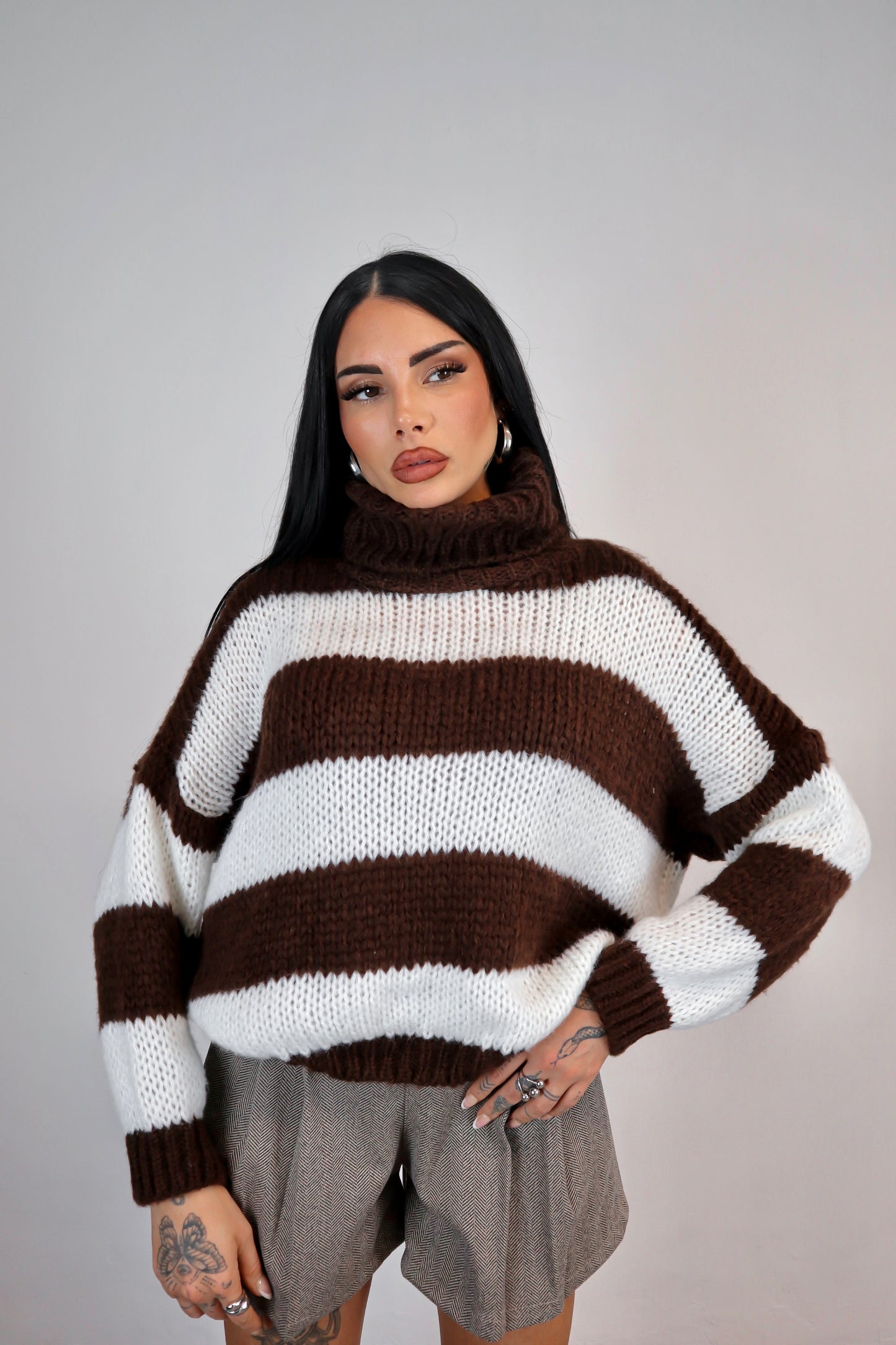 Maglione Nadine - Marrone/Bianco