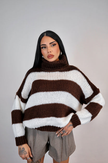 Maglione Nadine - Marrone/Bianco