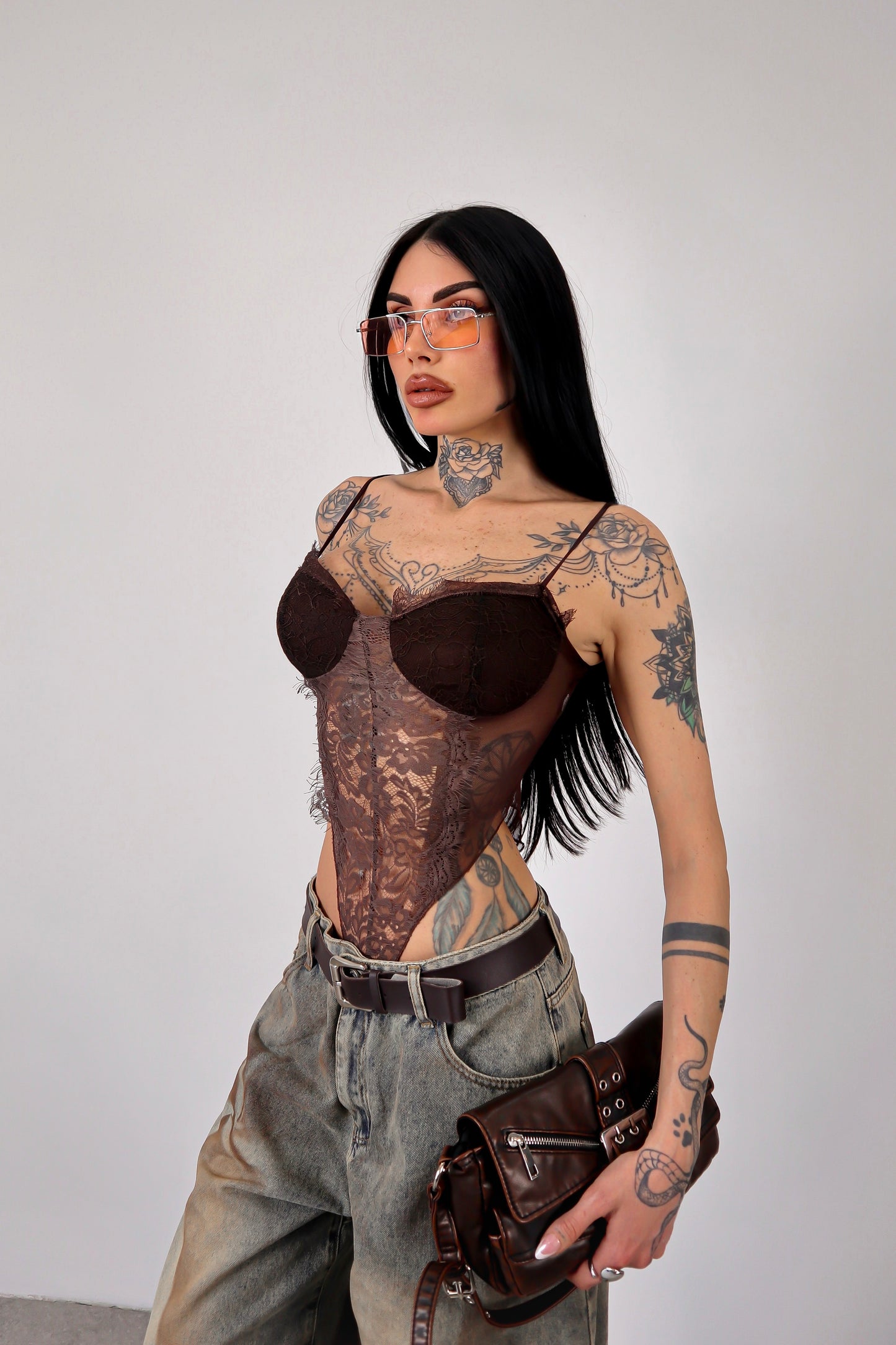 Body pizzo Maila - Marrone