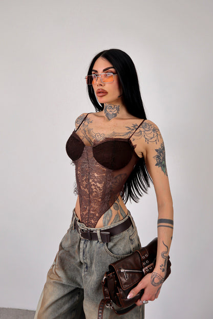Body pizzo Maila - Marrone