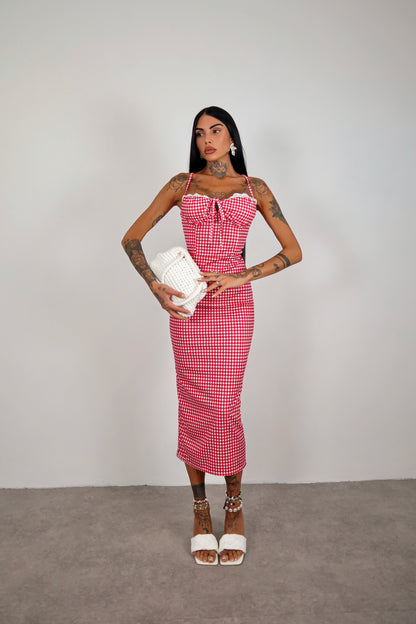 Abito tartan Madeline - Rosso