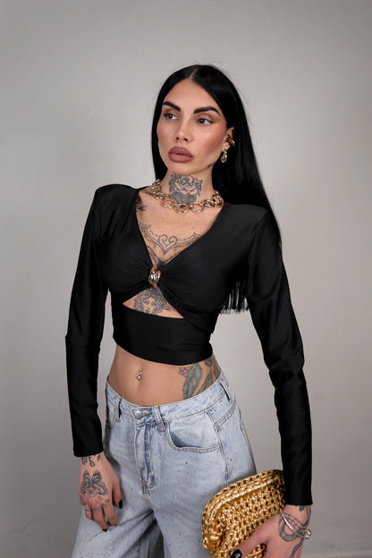 Maglia Crop Persia - Nero