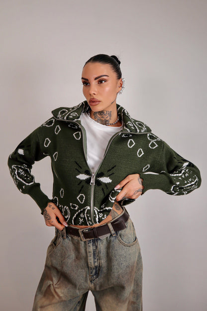 Cardigan Bandana - Verde militare