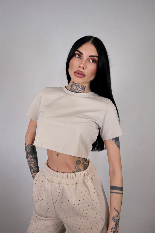 T-shirt Basic Crop - Beige