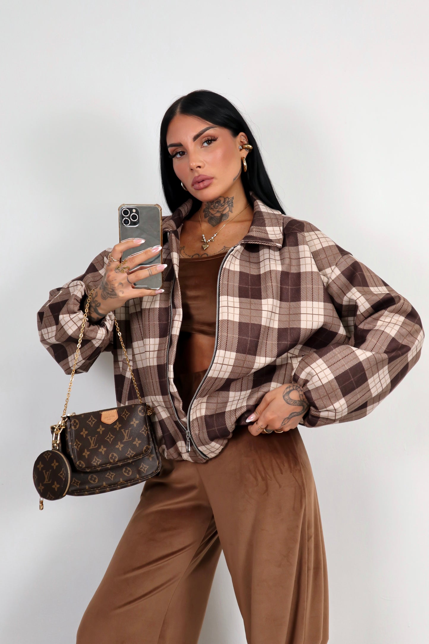Bomber Tartan - Marrone