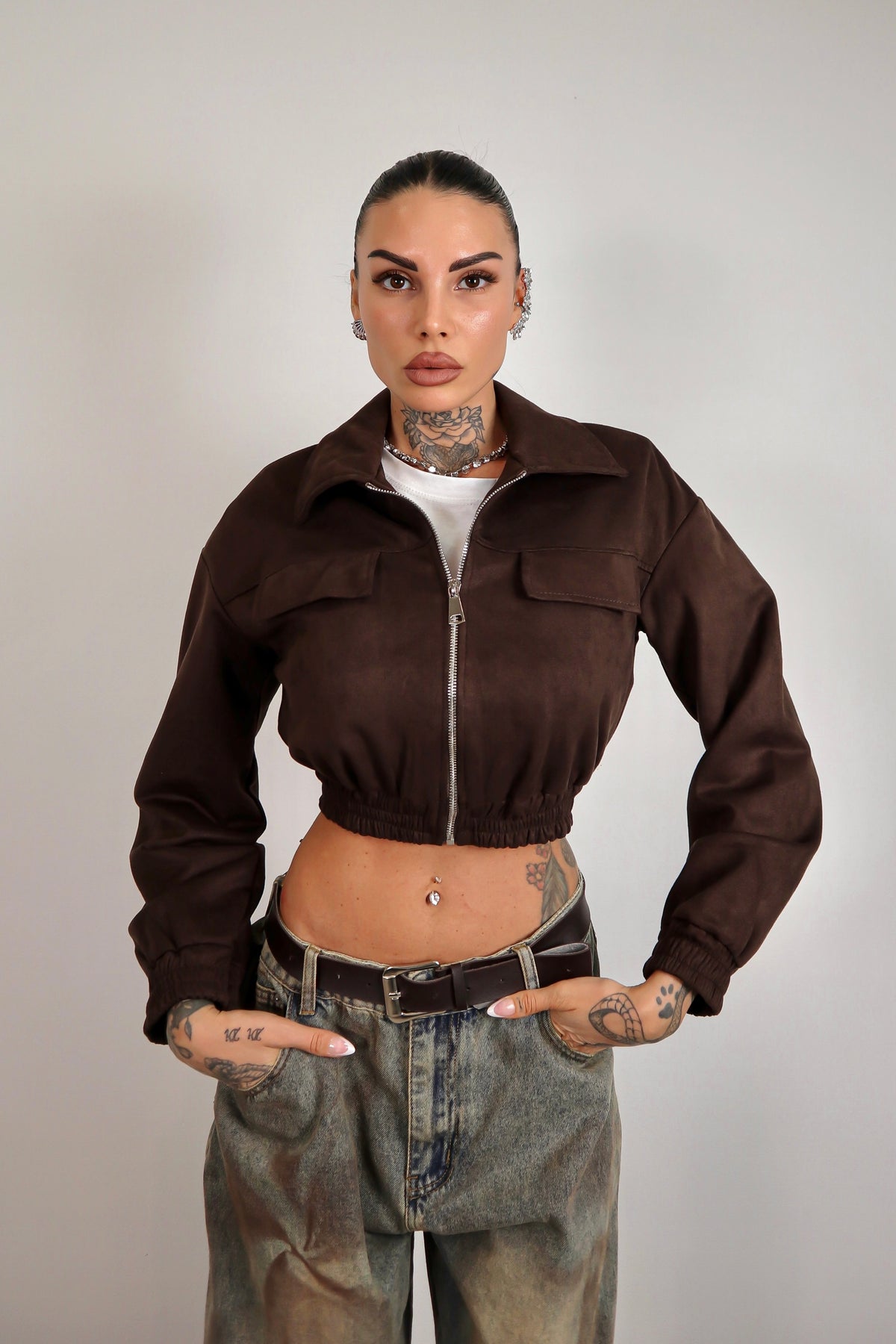Bomber scamosciato Zahra - Marrone