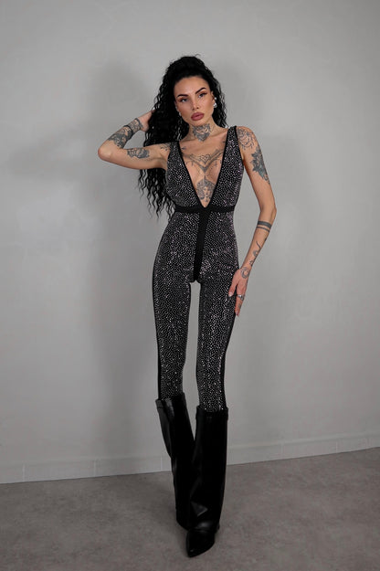 Tuta Intera Strass - Nero