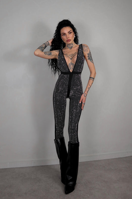 Tuta Intera Strass - Nero
