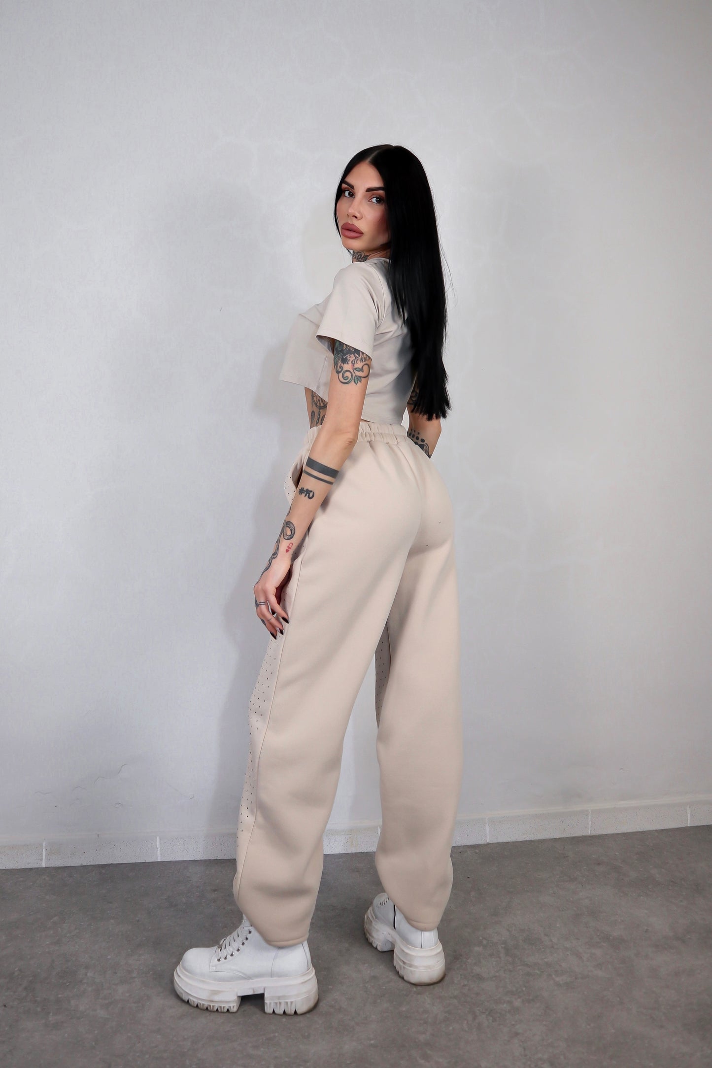 Pantalone Tuta Strass - Beige