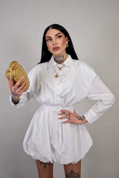 Abito Camicia Balloon - Bianco