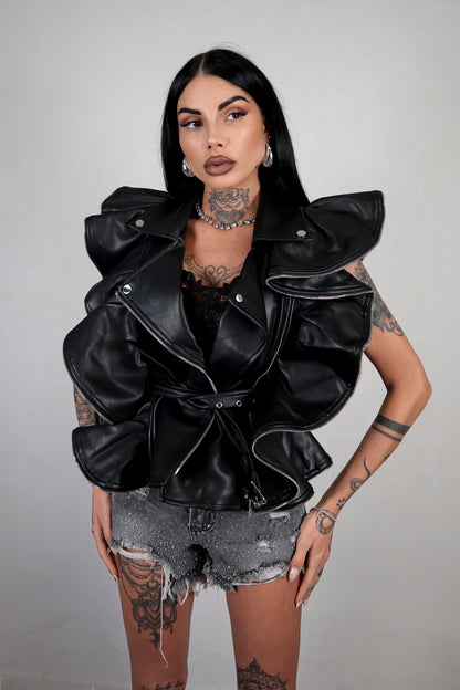 Gilet ecopelle Butterfly - Nero