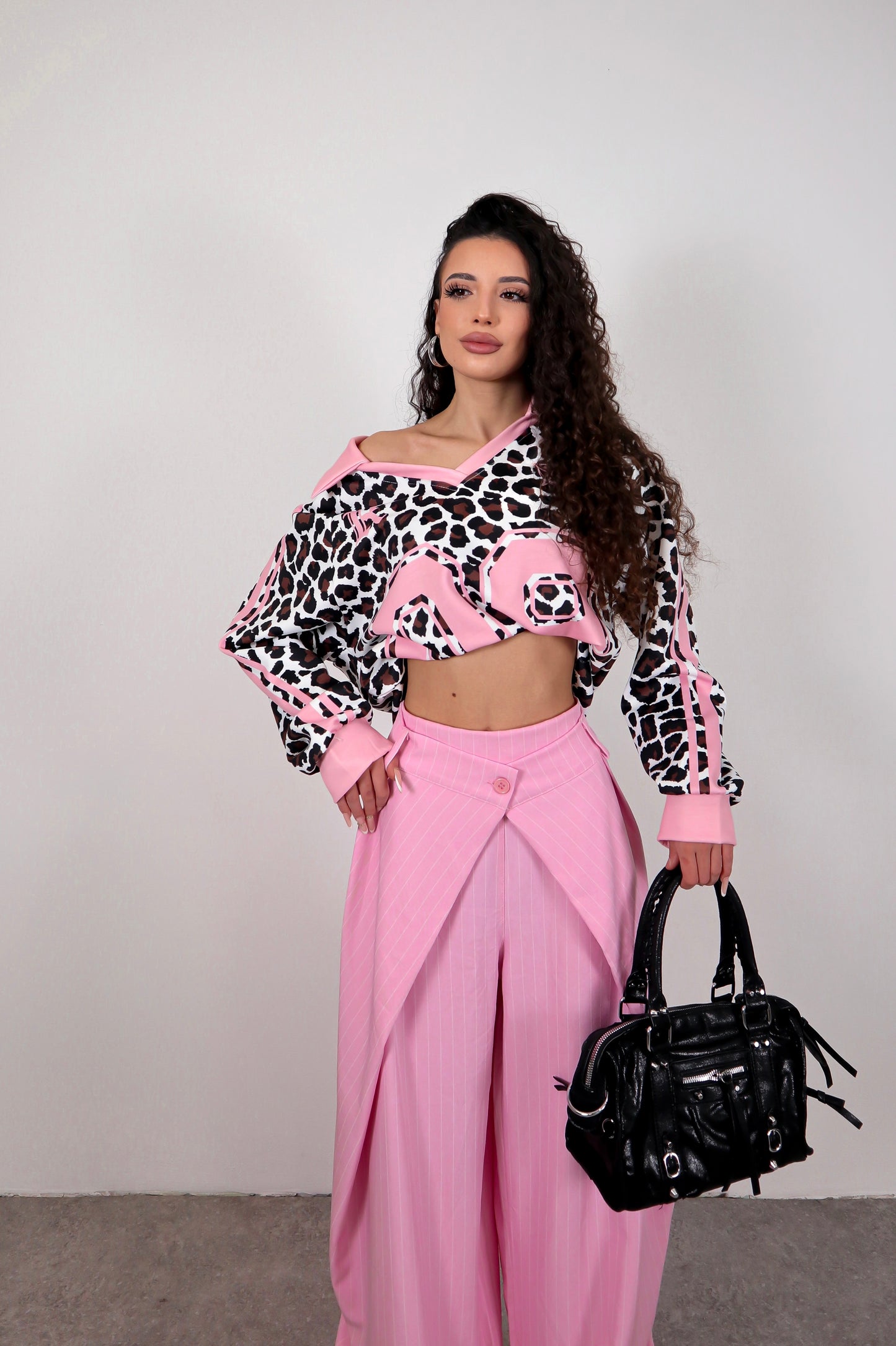 Pantalone Agata - Rosa gessato