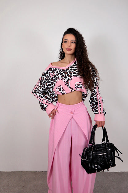 Pantalone Agata - Rosa gessato