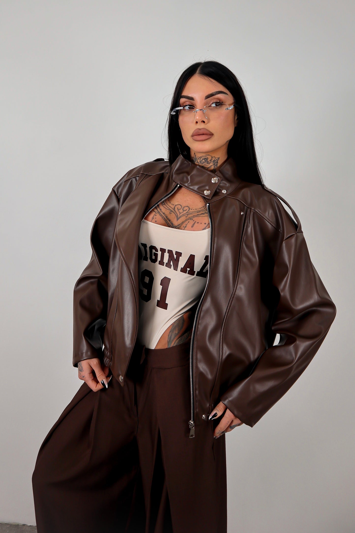 Giacca ecopelle Zar - Marrone