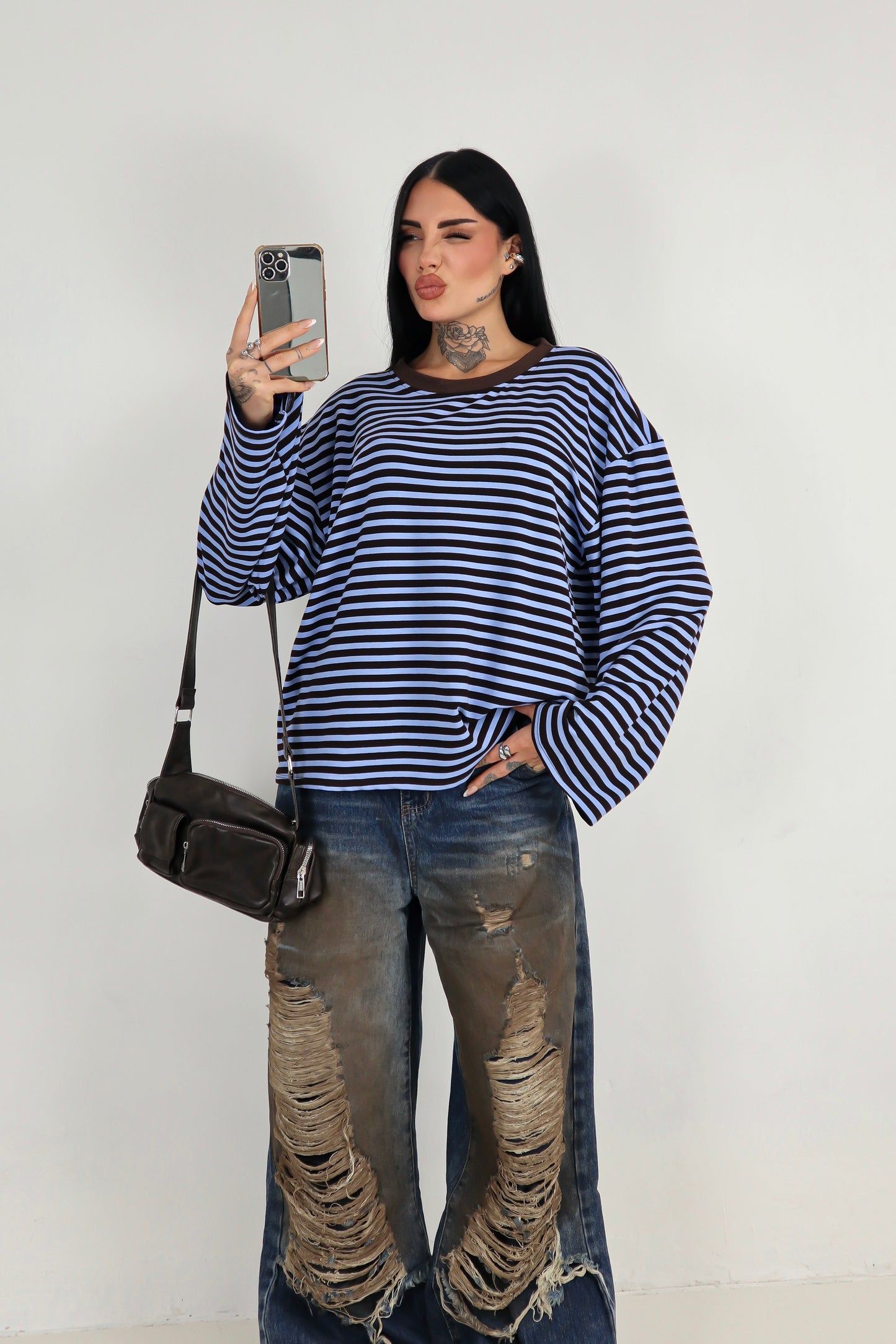 Maglia Lines - Azzurro/Marrone