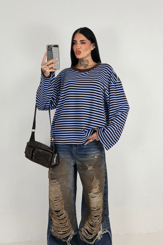 Maglia Lines - Azzurro/Marrone