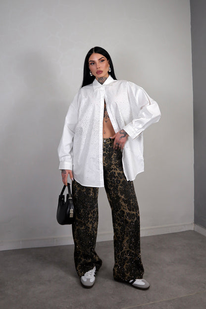 Jeans Maculato Strass