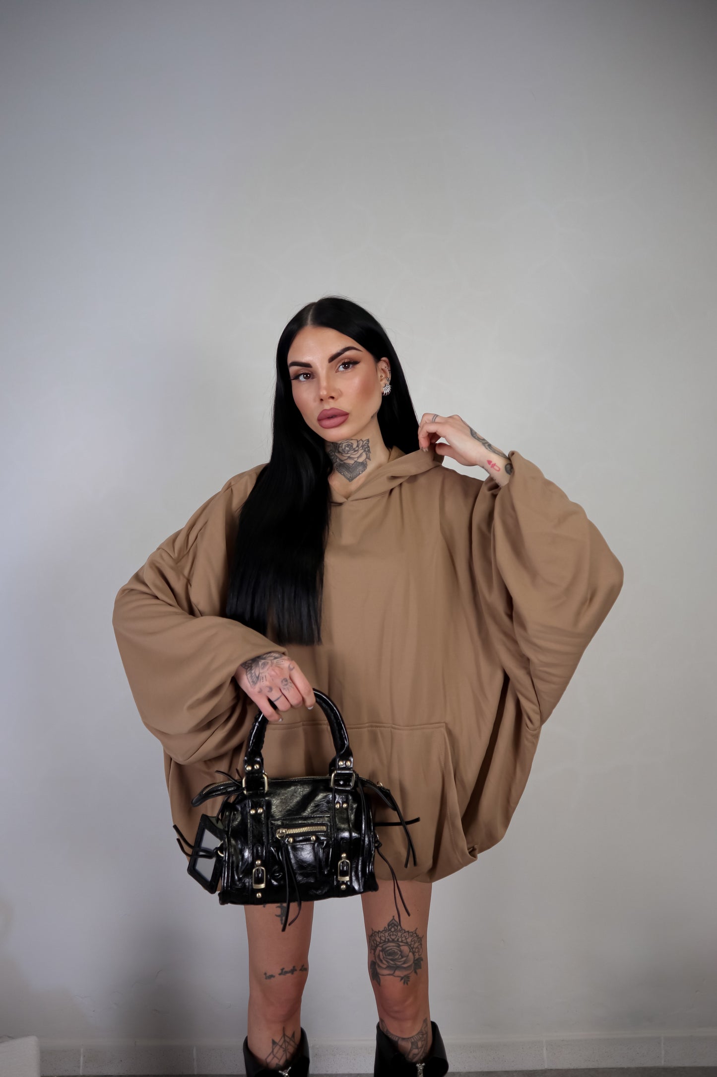 Abito Felpa Overall - Camel