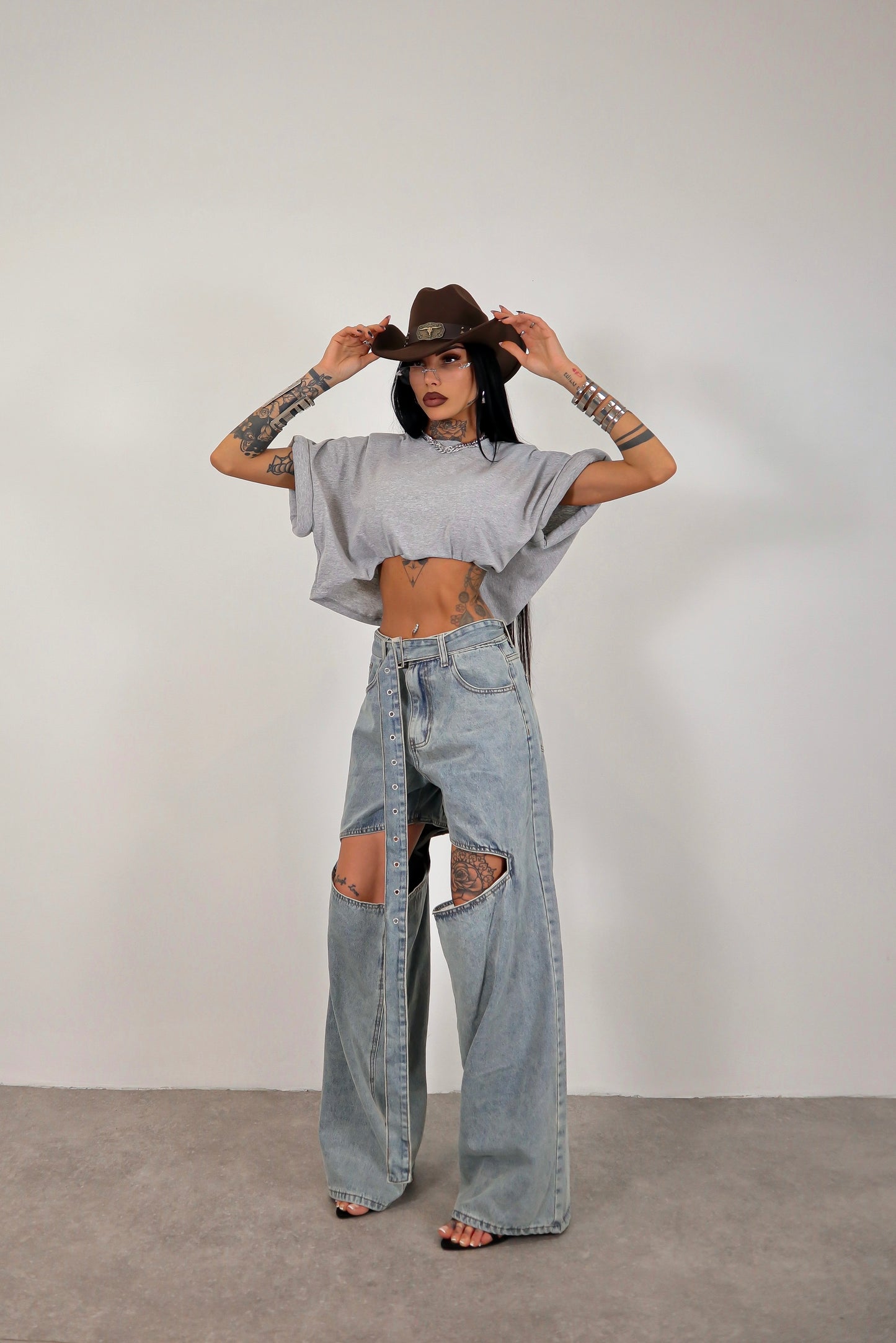 T-shirt crop Donut - Grigio