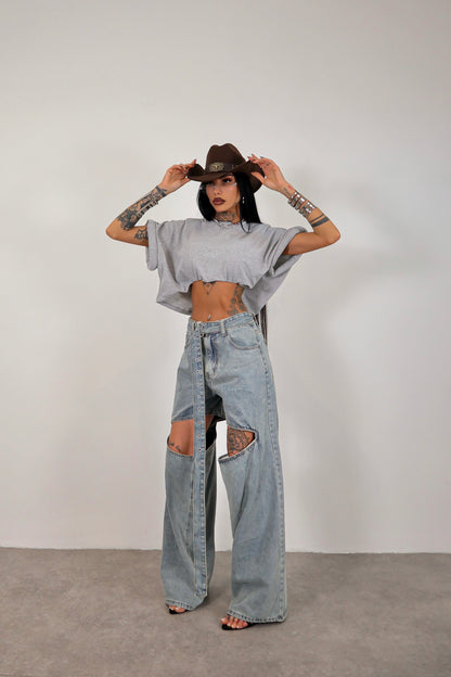 T-shirt crop Donut - Grigio