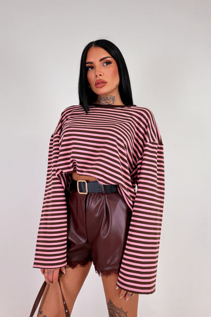 Maglia Lines - Marrone/Rosa