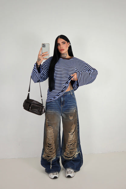 Maglia Lines - Azzurro/Marrone