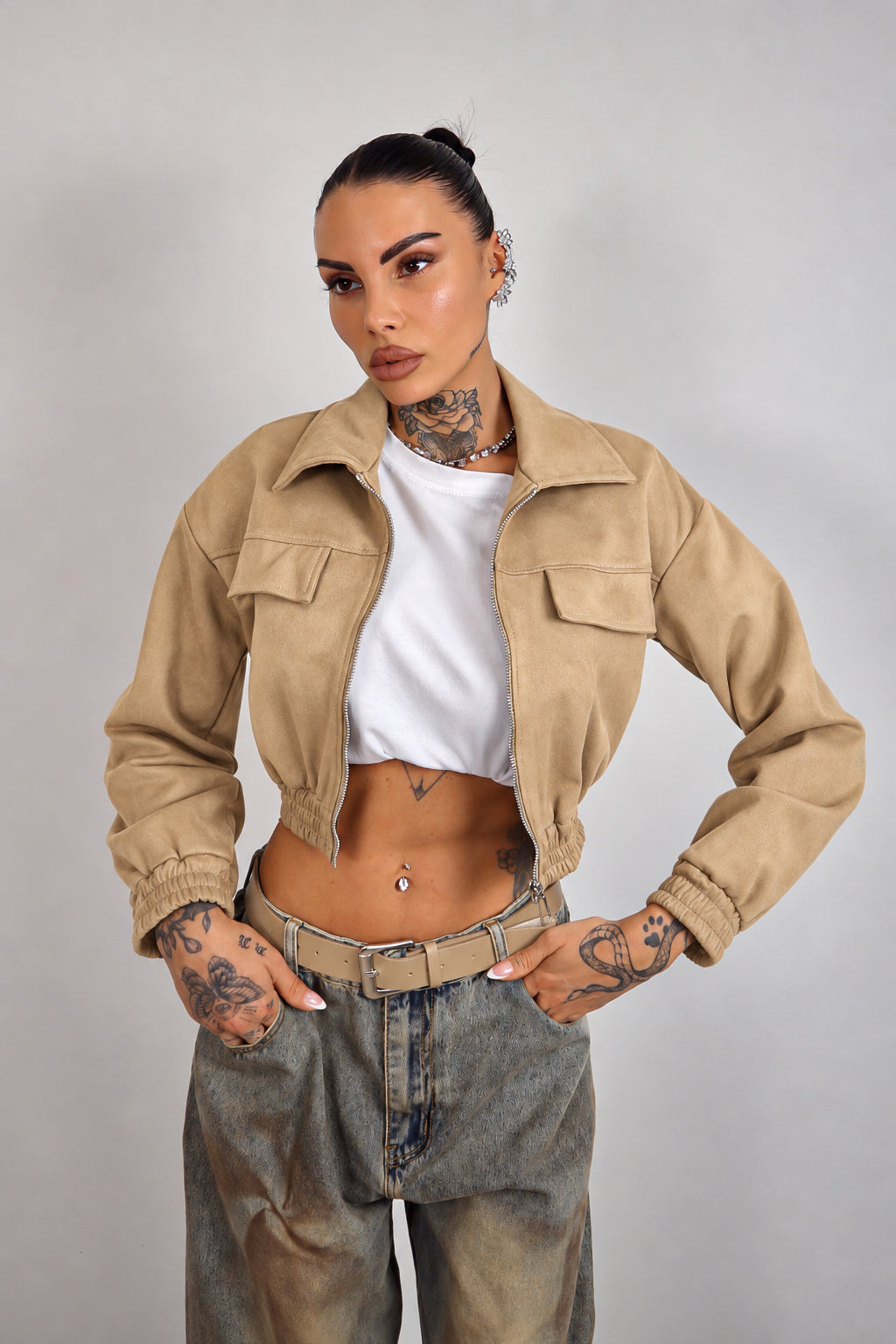 Bomber scamosciato Zahra - Beige