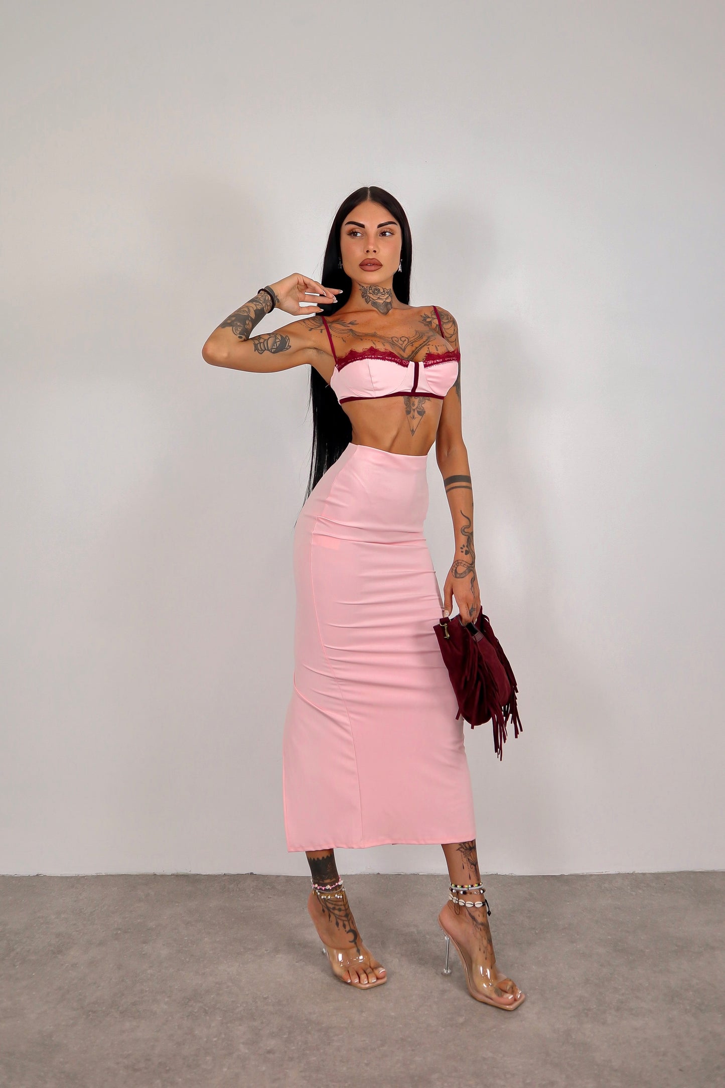 Completo Beverly - Rosa/bordeaux