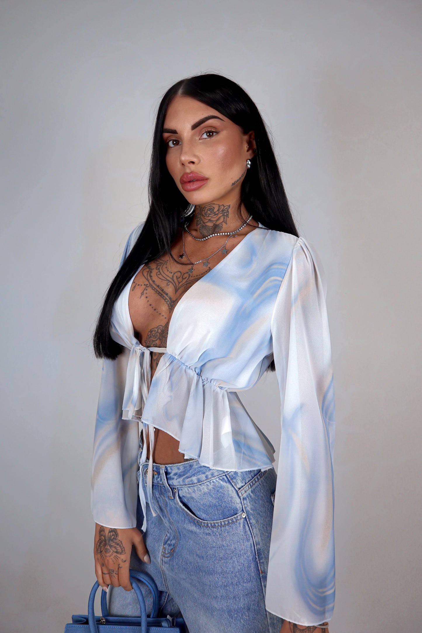 Blusa Antartide - Bianco&Celeste