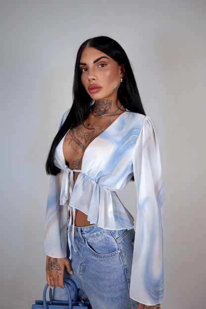 Blusa Antartide - Bianco&Celeste