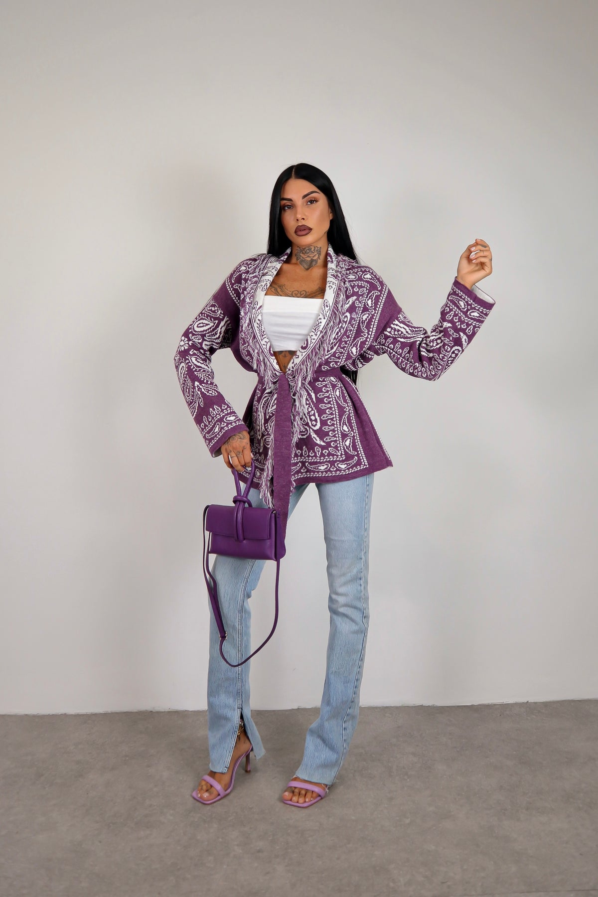 Cardigan Perù - Prugna