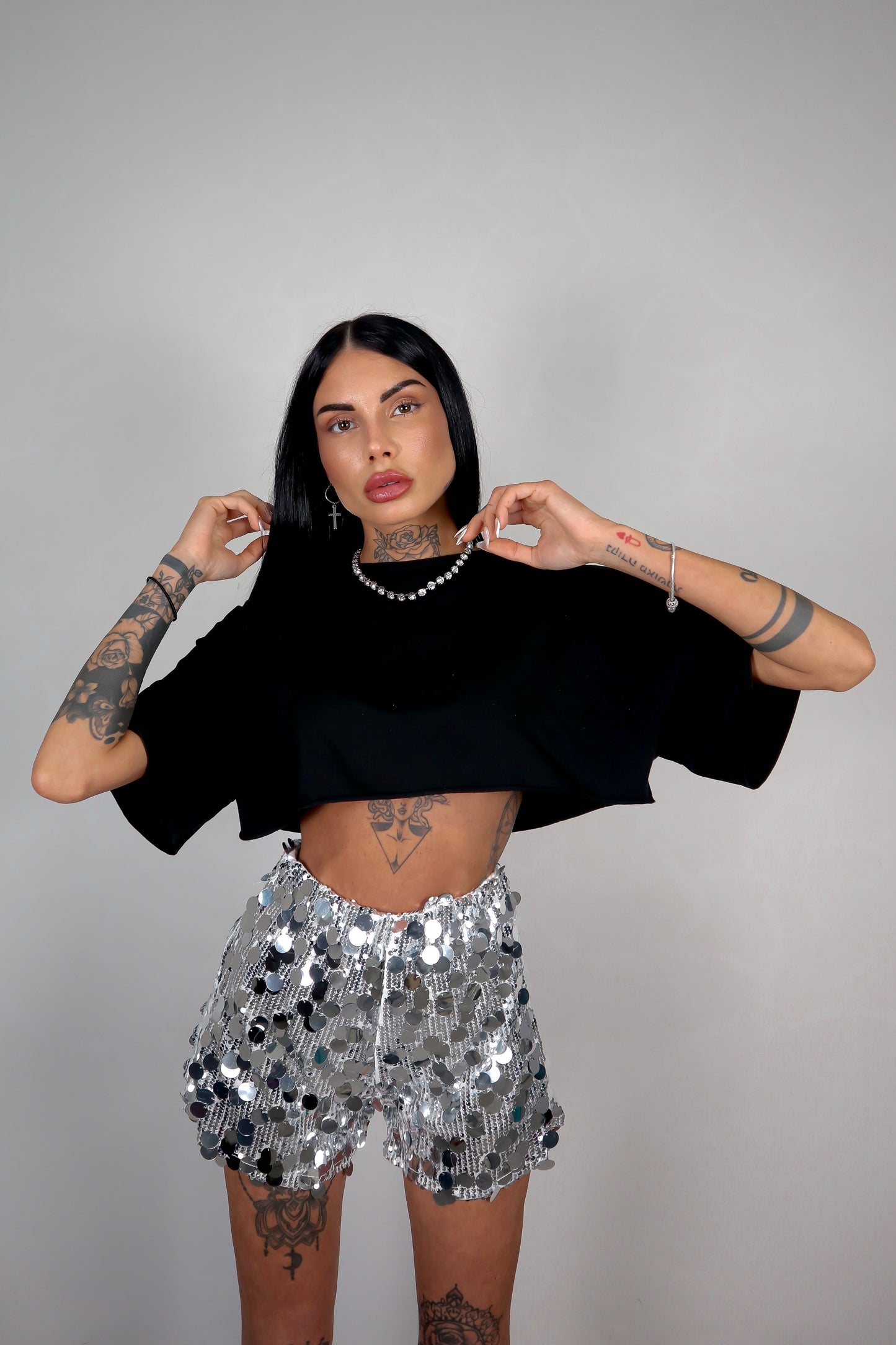 Shorts Paillettes Astrid - Argento