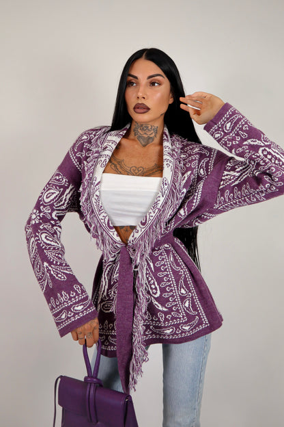 Cardigan Perù - Prugna