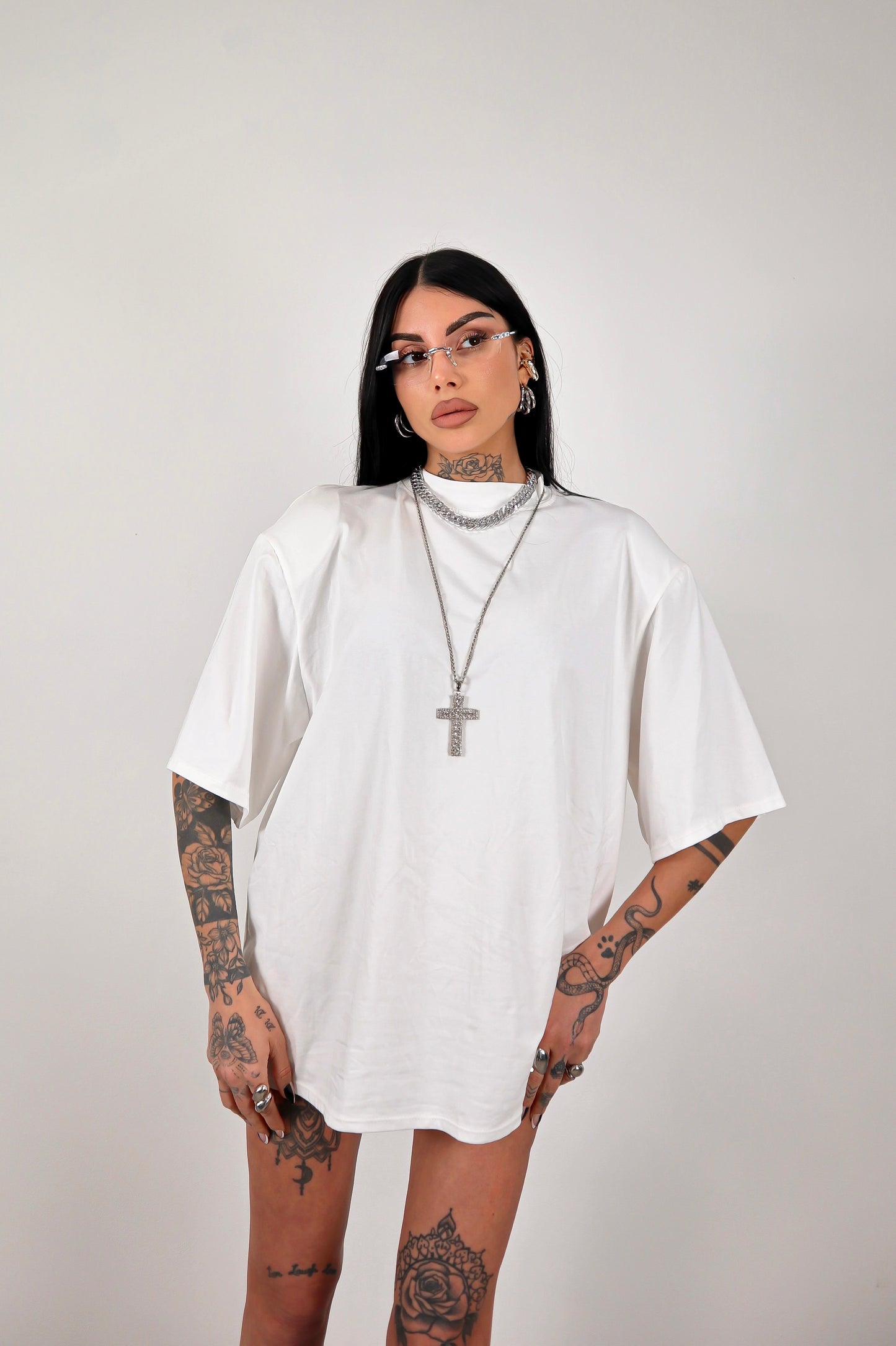 T-shirt oversize Spalline - Bianco