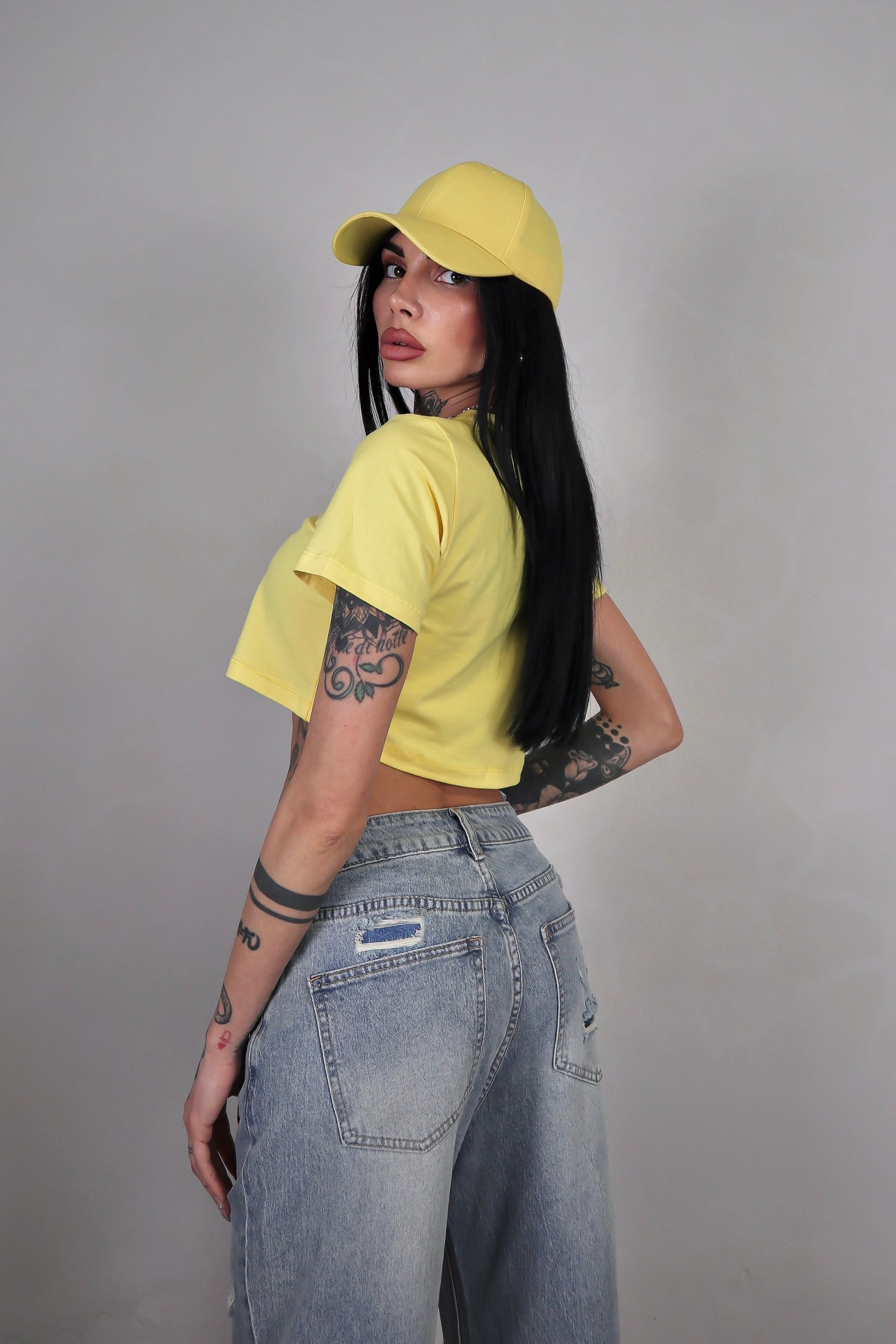 T-shirt Basic Crop - Giallo