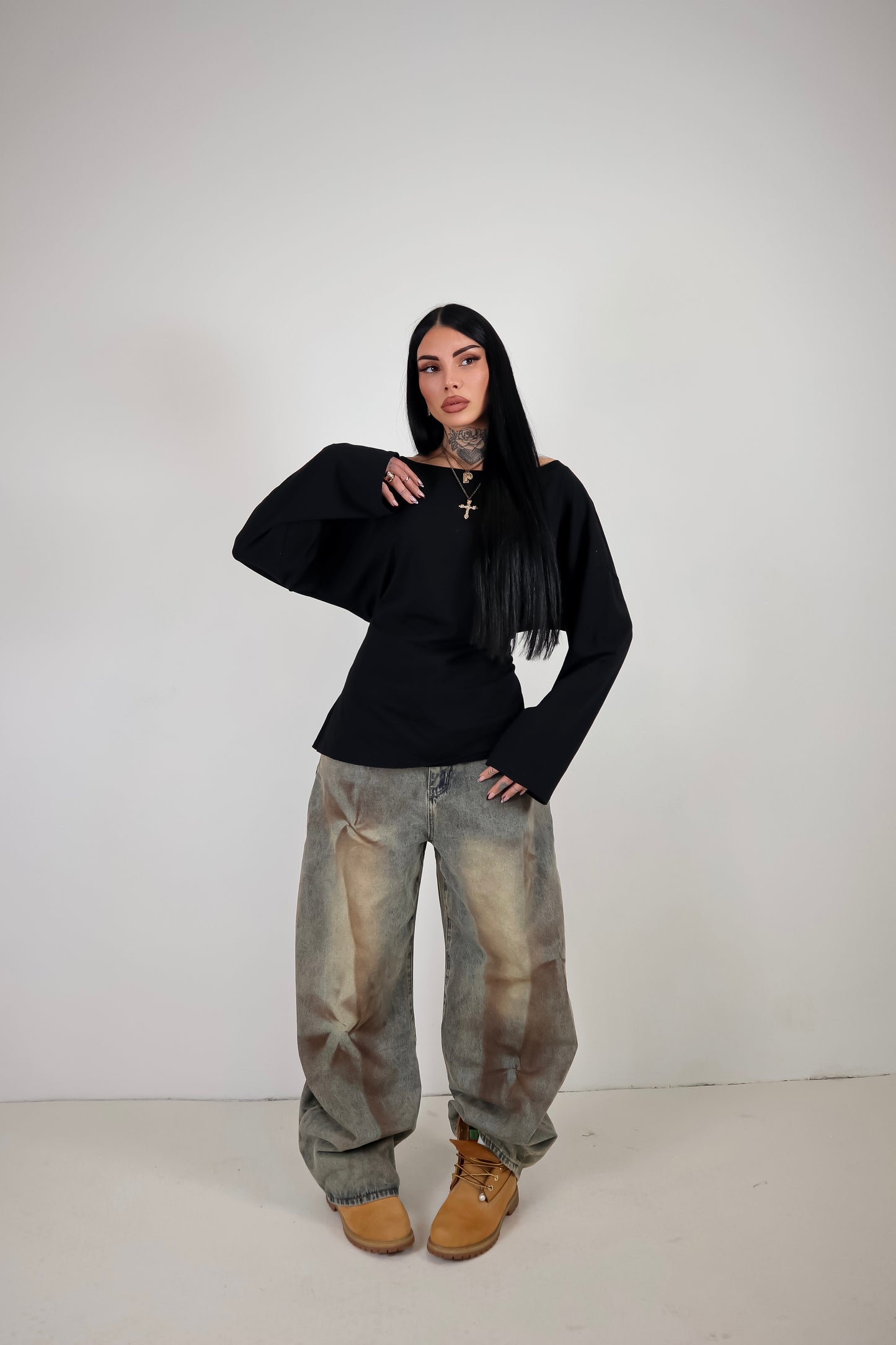 Maglia Long Sleeve Lace - Nero